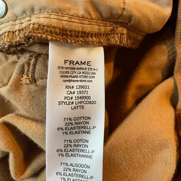 NEW FRAME Latte Tan Corduroy Le High-Rise Flare Leg Jeans Size 34 - Picture 13 of 13